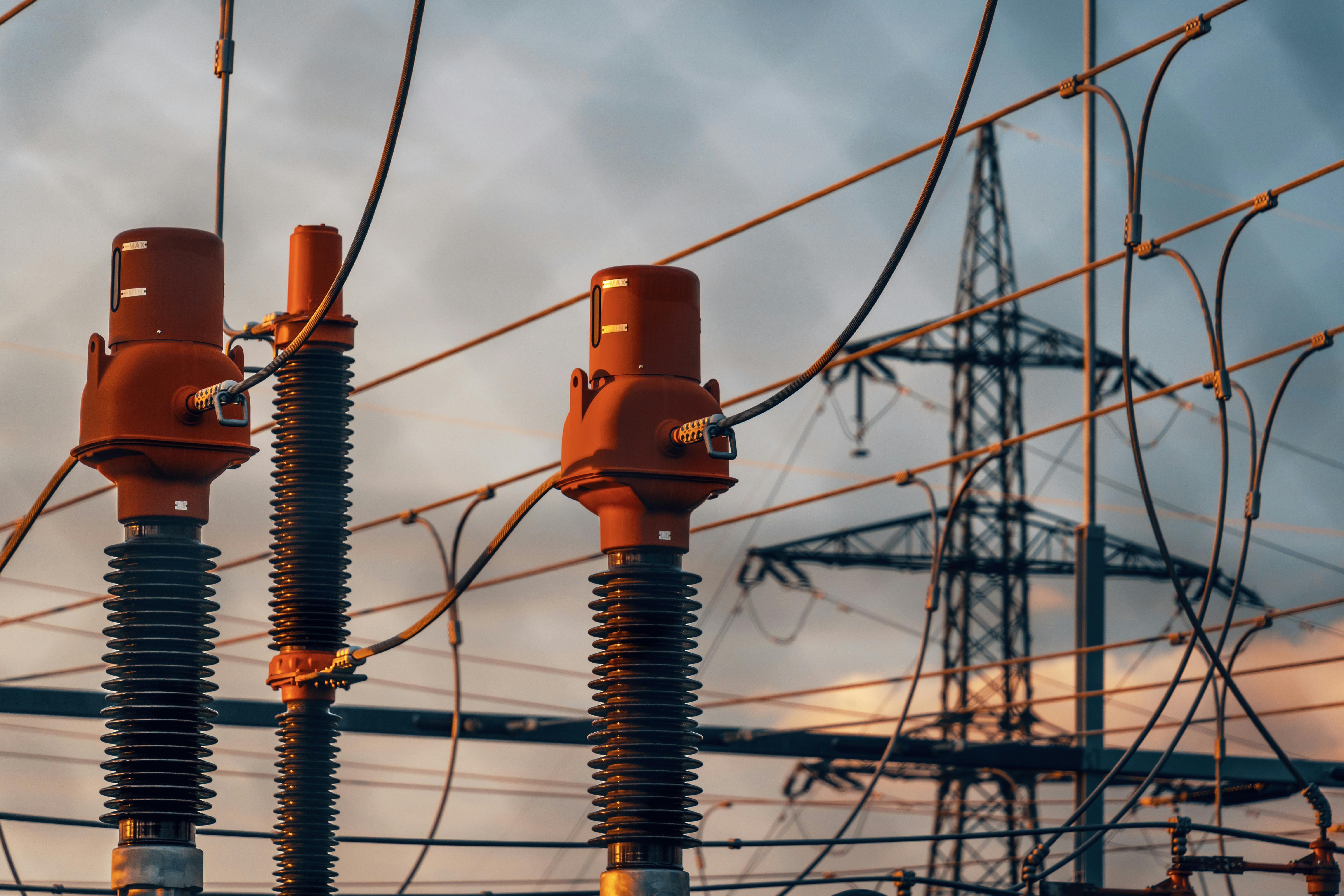 Industrial Transformer at Night